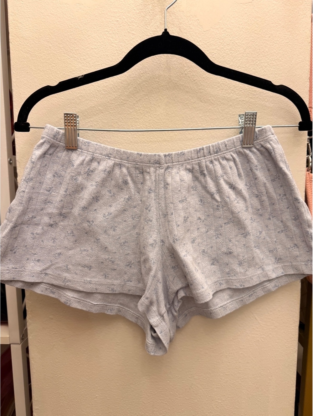 Brandy Melville Light Gray Floral Print Lounge Shorts